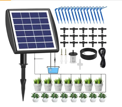 Produktbild von Solar Bewässerungssystem automatische Set, Automatisches Gartenbewässerungssystem mit 15 M Schlauch für Garten und Balkontopfpflanzen im Freien, Gemüs