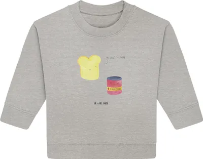 Produktbild von Mr. & Mrs. Panda Organic Baby Pullover Toast Marmelade 24. - 36. Monat - Heather Grey - Geschenk, Küche Spruch, Süß, Lustige Sprüche, Brot, Bullover, Toastbrot
