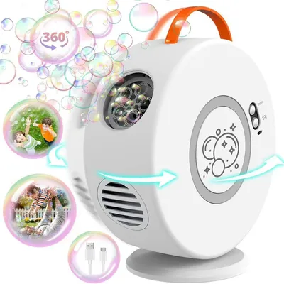 Produktbild von Seifenblasenmaschine, Blasenmacher Spielzeug für Kinder, 90°/360°drehbar,mit 500ml, Spielzeug Outdoor Indoor Geschenk Spiele ab 3 Jahre Weiß