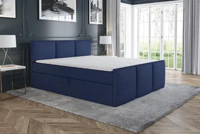 Produktbild von Boxspringbett BRAND 160x200 mit 2 Bettkästen, Bonell-Matratze und Topper. Möbel vom Hersteller- Handarbeit!Bett Komplett-Set mit Matratze,Bettkasten & Kopfteil. Stoff SAVANA. Elegantes Bett mit massives Kopfteil.