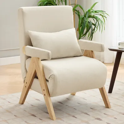 Produktbild von STILVORA Relaxsessel mit Schlaffunktion,gepolsterter Klappsessel mit Rückenlehnen verstellbar,Loungesessel mit Kissen für Wohnzimmer,Schlafzimmer&Büro,Beige