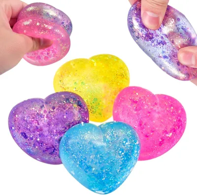 Productafbeelding van Glitter hart squishy speelgoed - Set van 4