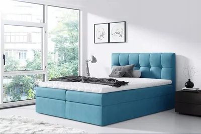 Obrázek produktu pro Jednoduchá postel REX 200x220, modrá + TOPPER