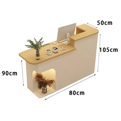 Produktbild von 360Home Rezeption Theke Bar Empfangstheke empfangstisch Counter Kassentisch Holzoptik und Beige 80cm R