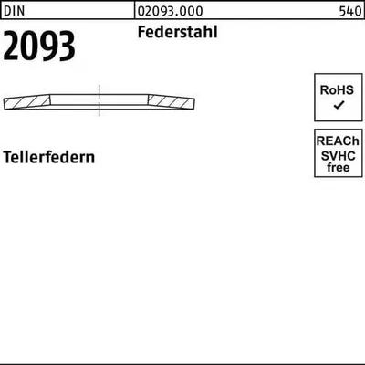 Produktbild von Reyher Tellerfedern DIN 2093 St. 180 x 92,0 x 10,0 020930001809210 (1 Stück)