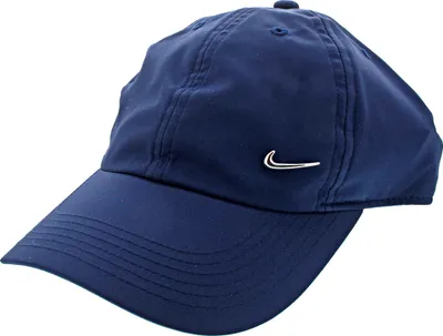 A navy blue Nike baseball cap with a silver Nike swoosh logo.
