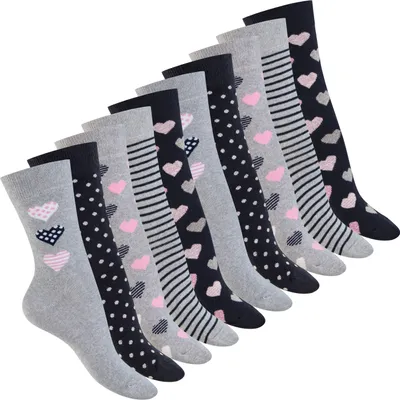 Produktbild von Celodoro Damen Motivsocken (10 PAAR) Süße Muster Crew Socken - blau-grau 39-42