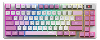 Produktbild von MSI FORGE GK600 TKL WIRELESS VIOLET, Kabellos, USB + Bluetooth, Mechanischer Switch, QWERTY, RGB-LED, Pink, Violett, Weiß