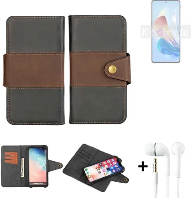 Produktbild von K-S-Trade Handyhülle Schutzhülle Bookstyle Wallet-Case kompatibel mit nubia Z40S Pro 80W + earphones Bumper rundumschutz schwarz-braun 1x