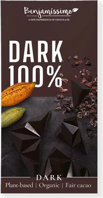 TABLICZKA GORZKA 100 % BEZ DODATKU CUKRÓW BEZGLUTENOWA BIO 60 g - BENJAMISSIMO