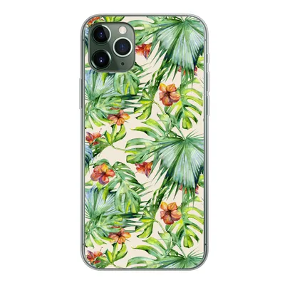 Produktbild von MuchoWow® Handyhülle Schutzhülle Hülle für iPhone 11 Pro Max Blume - Blatt - Muster Silikon Softcase Handy Hülle - Schutz