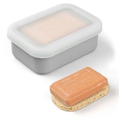 Produktbild von Silikon Seifendose mit Abtropfschicht, tragbare Soap Dish für normale Seife, Badezimmer und Fitnessstudio, 12x8,5x4,5 cm