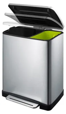 Produktbild von EKO - E-Cube Recycling Treteimer 10+9 Liter - Stainless steel Plastic  - Matt Edelstahl