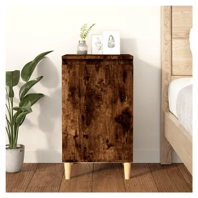 Produktbild von Nachttisch mit 2 Fächern und 1 Tür, Nachtschrank Nachtkonsole Nachtkommode Schlafzimmer Schrank Kommode Räuchereiche 40x35x70 cm Holzwerkstoff