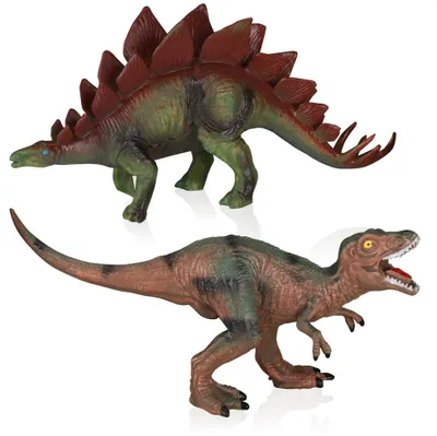 Produktbild von com-four® 2x Dinosaurier aus Kunststoff - prähistorische Spielfiguren - Saurier-Spielzeug für Kinder - robuste Urgiganten - Riesenechsen zum Spielen - Urzeittiere [Auswahl variiert]