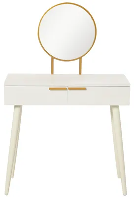 Produktbild von HOMCOM Schminktisch Frisiertisch modern Kosmetiktisch mit Spiegel Schublade Holz