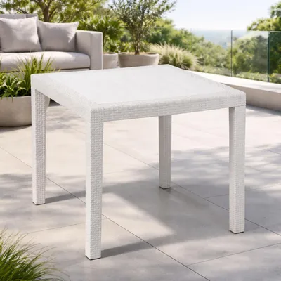 Gartentisch King 79x79cm Rattan-Optik Kunststoff Terrasse Weiß eckig Balkon