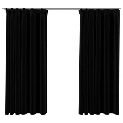 Produktbild von vidaXL Verdunkelungsvorhänge Haken Leinenoptik 2Stk. Schwarz 140x175cm