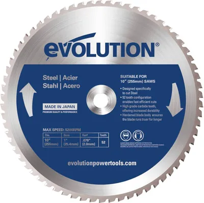 Zdjęcie produktu dla Piła widiowa TCT do cięcia stali Evolution 255mm / 52z
