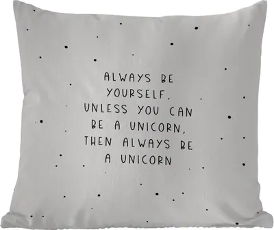 Produktbild von MuchoWow® Outdoor Kissen - Sprichwörter - Sei immer du selbst - Einhorn - Zitate - Mädchen - 40x40 cm - Wetterfest - Lounge Kissen - Kopfkissen - Interieur - Polster mit Bild