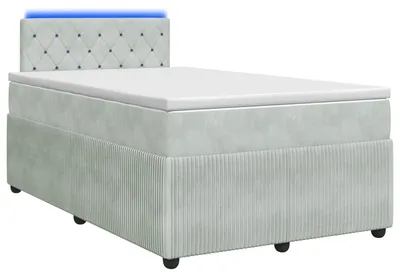 Zdjęcie produktu dla vidaXL Łóżko sprężynowe z materacem jasnoszare 120 x 200 cm aksamitne