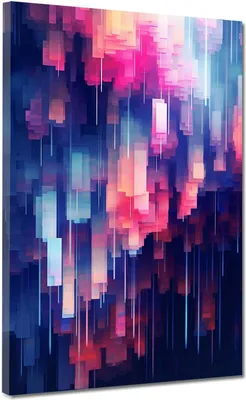 Produktbild von Abstrakt pink und blau Leinwandbild Wandbild Deko Kunst XL: 60x80x4cm