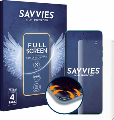 Produktbild von 4x Savvies Fullscreen Schutzfolie für Motorola Edge 60 Displayschutz Folie Fullcover Klar Transparent
