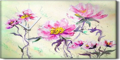Produktbild von Dekor Leinwand Uhr Wandbilder Geräuschlos 60x30 Gemälde Abstrakte Blumen Kunst - weiße Hände