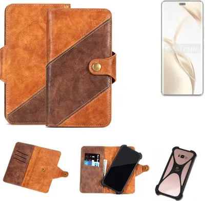 Produktbild von K-S-Trade Handyhülle Schutzhülle Bookstyle Case Wallet-Case kompatibel mit Honor 200 Pro Cover Klapphülle Kantenschutz Smartphone dunkelbraun braun