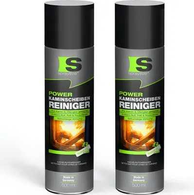 Produktbild von Spraytive 2x 500ml Power-Kaminscheibenreiniger – Aktivschaum für Kamin - & Ofenglas, entfernt Ruß & Fett