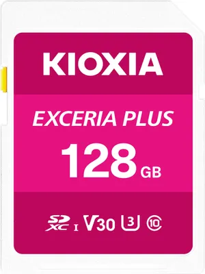 Produktbild von KIOXIA EXCERIA PLUS - Flash-Speicherkarte - 128GB - Video Class V30 / UHS-I U3 / Class10 - SDXC UHS-I (LNPL1M128GG4)