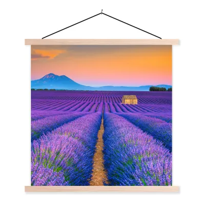 Produktbild von MuchoWow® Textilposter Lavendel - Lila - Blumen 40x40 cm mit holzfarbenen Rahmen - Posterleiste