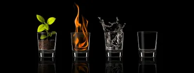 Produktbild von 4 Elemente Wanddeko 80x30cm Aluminium Dibond Feuer Wasser Erde Luft Wandbild