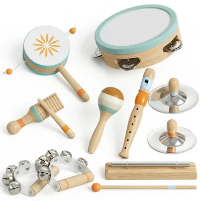 Imagen del producto de Instrumentos Musicales Infantil 10 Piezas Juguetes Musicales de Madera Montessori Set de de Percusión