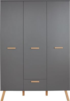 trendteam Babyzimmer Kleiderschrank Mats Grau Melamin 130 x 190 x 60 cm