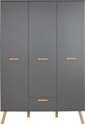 Produktbild von Trendteam Kleiderschrank Mats, Melamin, Grau/Honigfarben, mit 1 Schublade, 190 x 130 x 60 cm, für Babyzimmer