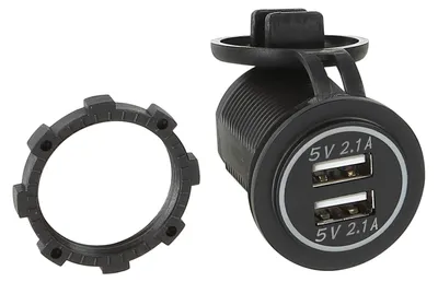 Zdjęcie produktu dla Podwójna ładowarka samochodowa USB 12 V/24 V 2 x 5 V 2,1 A / niebieska luzem