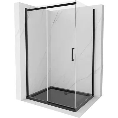 Obrázek produktu pro Mexen Omega rozsouvací sprchový kout 100 x 90 cm, Průhledné, Černá + sprchová vanička Flat, Černá - 825-100-090-70-00-4070B