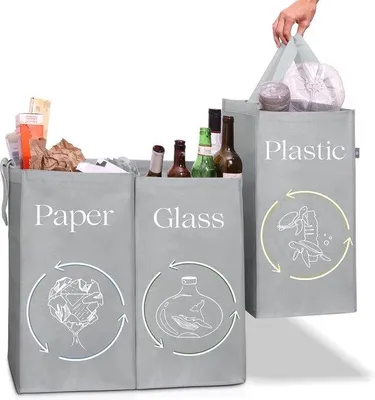 Produktbild von Recycling-System 40L 3-Kammer Abfalltrennung für Papier, Plastik und Glas