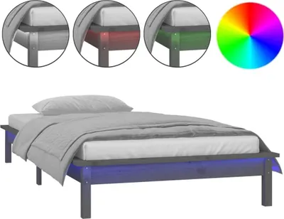 Immagine prodotto di vidaXL Letto in legno massiccio con illuminazione LED grigio 90x200 cm