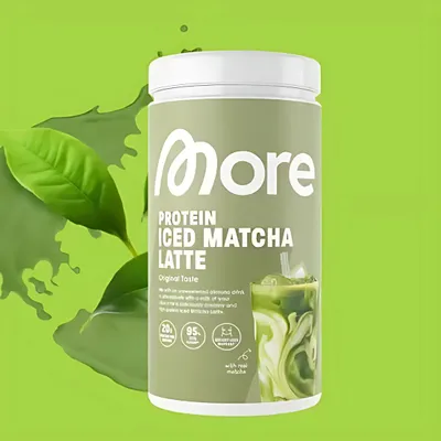 Produktbild von More Protein Iced Matcha Latte Getränkepulver, 1er Pack (1 x 300g Dose)