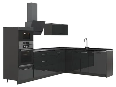Imagen del producto de Cocina esquinera Vicco Fame-Line Antracita alto brillo/Antracita 287 x 207 cm sin encimera, Model 63458
