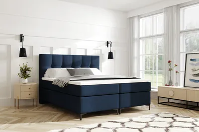Produktbild von VELAR Boxspringbett mit bettkasten "DENVER", 180 cm, Marineblaue