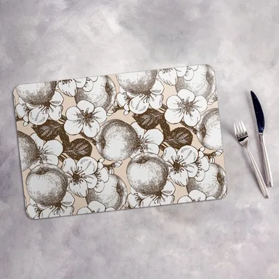 Produktbild von Tischset 4x45x30 cm Platzset Tischmatte Platzmatte Untersetzer - handgezeichnete Aprikose
