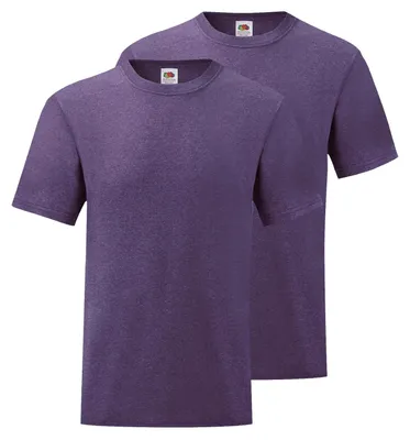 Produktbild von 2er Pack Fruit of the Loom Valueweight T-Shirt + GRATIS MyShirt Stoffbeutel Farbe: violett meliert Größe: XL