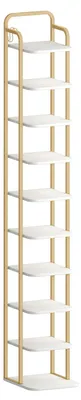 Image de Étagère à chaussures verticale - Étagère à 10 étages - Autoportante - Réglable - Peu encombrante - Bois blanc
