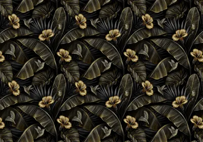 Produktbild von Vlies Fototapete tropische Blätter 400x280 cm Tapeten Wandtapete XXL Blumen Natur Vogel gold b-B-0657-a-a