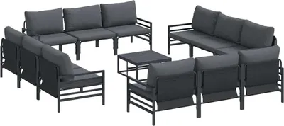 Image de vidaXL Ensemble de canapé de jardin avec coussins 13 pcs noir acier