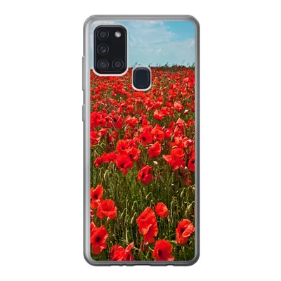 Produktbild von MuchoWow® Handyhülle Schutzhülle Hülle für Samsung Galaxy A21s Eine Wiese voller Mohnblumen Silikon Softcase Handy Hülle - Hartschale