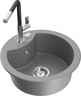 Produktbild von Mexen Diego 1-Becken-Granitspüle mit Mischbatterie Flora, Grau - 6512-71-670401-07